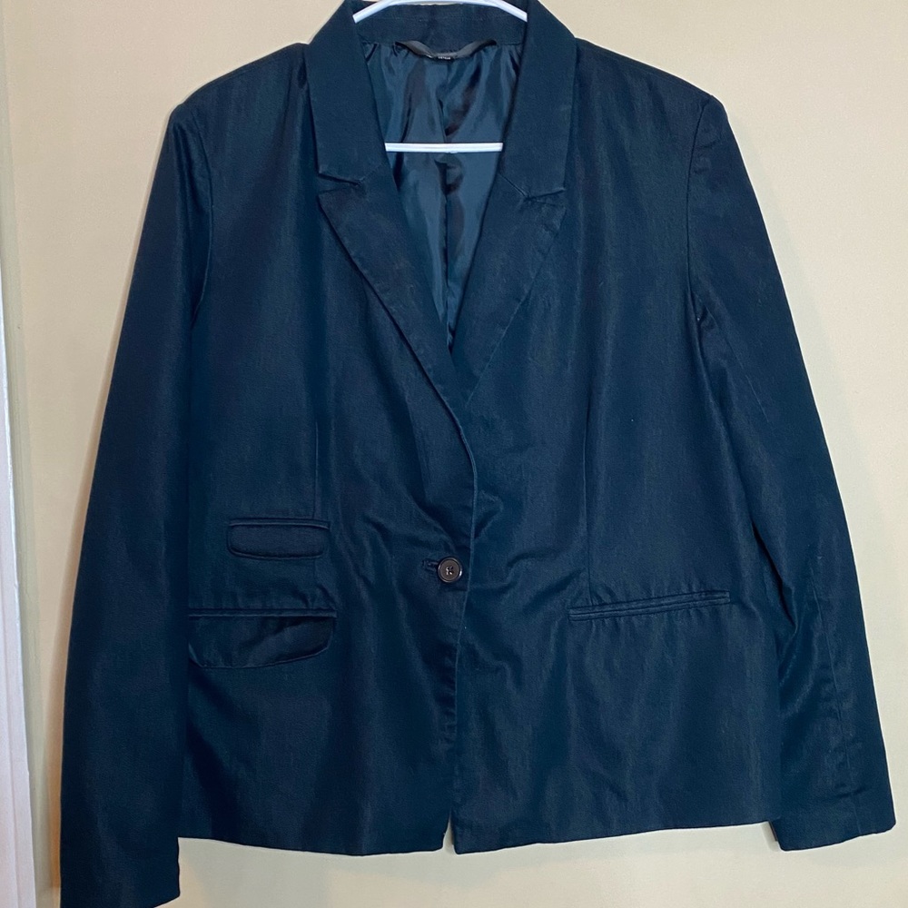 Massimo Womens Fitted Blue Blazer With Front Pockets Size 18